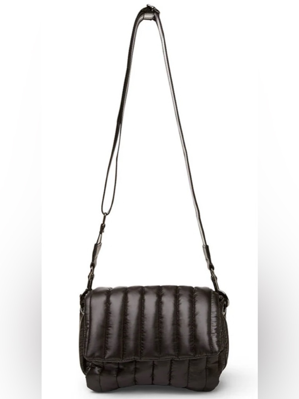 THINK ROYLN Bar Bag in Shiny Black with Stripe Strap NIB - Picture 6 of 7